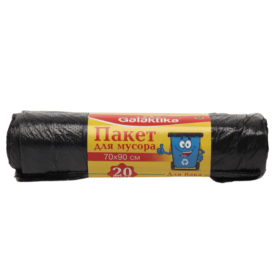 Galaktika chiqindi paketlari 50-60 litr, 70x90 sm, 20 dona, qora — Chiqindi (Musor) paketlari